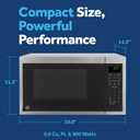 GE Countertop Microwave Oven, Compact 0.9 Cubic Ft., 900-watt Capacity, 7 Auto Cooking Settings, Child-Lock Technology, Kitchen Essentials for The Countertop, Dorm Room or Apartment, Stainless Steel