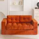 MAXYOYO Boneless Sofa Couch, Loveseat for Small Space, Tufted 2-Seater Floor Couch Bean Bag Chair for Living Room Bedroom Apartment, Sofa in a Box, No Assembly Needed, Orange