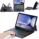 Trackpad Keyboard Case for Samsung Galaxy Tab S8 Ultra/ S9 Ultra/ S10 Ultra 14.6 inch, 7 Color Backlit Magnetic Detachable Wireless 5G Keyboard Black Cover for Tablet S10/S9/S8 Ultra