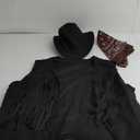 Toulite 4 Pcs Western Outfits for Men Cowboy Tassel Vest Hat Belt Buckle Paisley Bandana for Halloween Cosplay (XX-Large, Black,Black,Coffee)