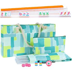 Summer American Mahjong Set: 160 Engraved Tiles, 4 Racks, Mahjong Bag and Accessories, Mahjong Tile Set