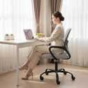 DUMOS Home Office Chair - Ergonomic Mid Back Mesh Desk Chair with Lumbar Support & Rocking Mode, Height Adjustable, Fixed Armrest, for Conference, Computer, 360 Swivel, Adults, Grey, 21.7''D x 21.7''W*38.2''H