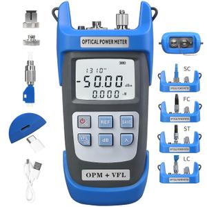 Rechargeable Optical Power Meter A-C510B (-50~+26dBm) Fiber Optic Tester, Optical Power 50 All-in-one Machine, Suitable for SC/FC/ST/LC 2.5mm/1.25mm Interface, with 1 9/125um FC-LC Adapter