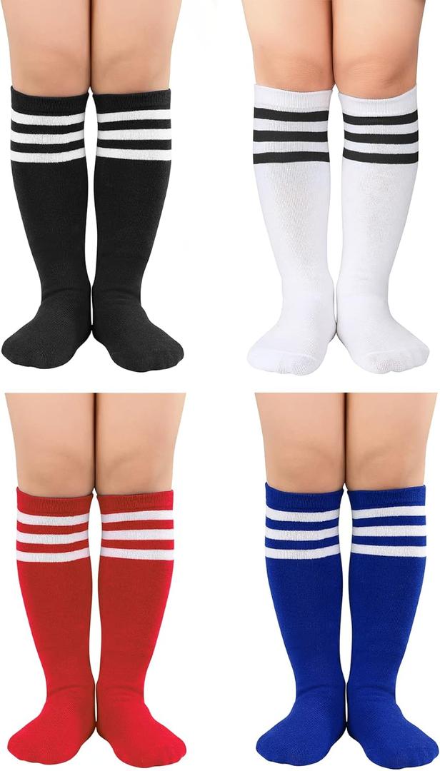 Zando 2 Pairs Kids Soccer Socks Baseball Softball Socks Youth Athletic Socks Boys Girls Knee High Socks