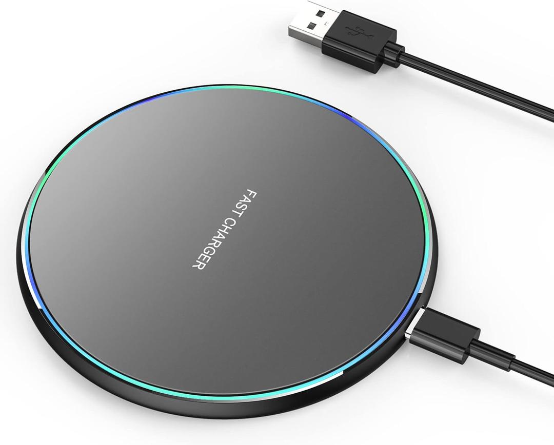 Wireless Charger Compatible with iPhone 16 15 14 13 12 11 Pro Max/Mini/Plus/XR/X/8, 15W Max Fast Wireless Charging Pad Mat for Galaxy S23/S22/S21/S20/S10, Air Pods Pro/3/2, Galaxy Buds (Black)