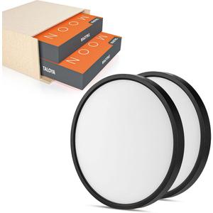 TALOYA Surface Mount LED Ceiling Light 12 Inch-2 Pack Black Shell, Equivalent to Traditional 200W Bulb Light for Kitchen Bedroom Utility Closet Room,5 in 1(3000k/3500k/4000k/5000k/6500k)