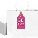 qiqee 30-Packs White Gift Bags with Handles Bulk 13"x4.5"x10" Wide Large Size Party Paper Bags