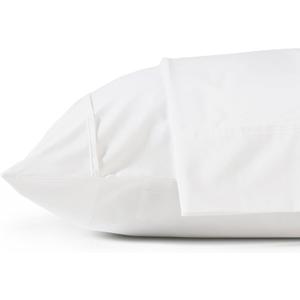 Linen Home 100% Cotton Percale Pillowcases Queen Size, Snow White, 2 Pieces of Pillow Case, Crisp and Cool Strong Bed Linen, 20 inches X 30 inches