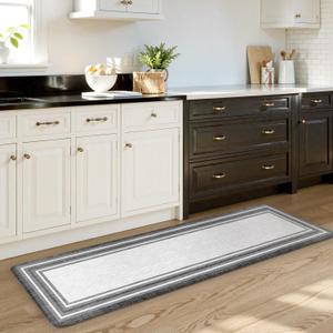 Kitchen Mats for Floor Cushioned Anti Fatigue, Farmhouse Kitchen Runner Rug, Non Slip Kitchen Floor Mat, Comfort Padded Standing Desk Mat for Sink Laundry Office Gray 20"x71" (Grey)