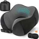 Cirorld Neck Pillow for Traveling, Travel Pillows for Airplanes,100% Pure Memory Foam Travel Neck Pillow, Adjustable Flight Pillow, Portable Plane Accessories with Eye Mask, Earplugs, Carry Bag, Standard