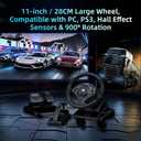 NBCP F9 PC Racing Wheel with Sequential Shifter and Linear Pedal | Hall Magnetic Induction, 270/450/900 Angle Switching,11.02",Tilt-Adjustable, Dual Vibration Motor, for PC/PS3/Euro Truck 2