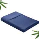 Bamboo Viscose Flat Sheets Only, Sateen Weave Queen Size Flat Sheet Only, Luxury Soft Cooling for Hot Sleepers, Silky Breathable (NavyBlue, King)