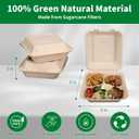 Aricsen 50 Pack 3 Compartment Compostable 8x9 Inch Takeout Lunch Box Containers with Lid To Go Take Out Clamshell for Food, Disposable Eco-Friendly Biodegradable Bagasse, PFAS-Free, Brown