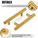 CZC HOME 6 Pack 5 Inch Cabinet Pulls Stainless Steel Drawer Handles, 3" Hole Center Drawer Pulls for Kitchen Dresser Cupboard with 2 Sizes Screws Brushed Brass