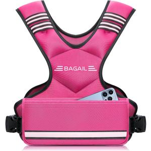 BAGAIL Adjustable Weighted Vest, 20-32lb Rucking Vest for Women & Men with 6 Weights & Large Pocket, Weight Vest for Home Workouts, Running, Walking and Strength Training - Pink