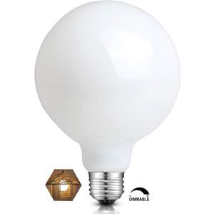OMAYKEY 12W Dimmable Large LED Globe Bulb, Round Opal Glass Bulb, 85W Equivalent 850 Lumens, 2700K Warm White, E26 Base, Vintage Edison G125/G40 Oversize Globe, Milky LED Filament Light Bulb