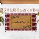 2 Pcs Fall Door Mat Hello Pumpkin Welcome Non Slip Coir Mats Thanksgiving Black White Plaid Harvest Floor Layering Doormats Seasonal for Front Porch Entryway Decor 18x30 | 24x36