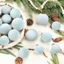 Foilswirl 36 Pcs Gray Blue Velvet Christmas Balls Bulk - 2.36", 2.76", 3.15" Flocked Christmas Tree Ball Ornaments Hanging Decoration for Xmas Tree, Wreath, Home or Party Decorations