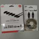 Set Of 2: GE Universal USB 2.0 Adapter Kit, 6 ft. A Male to A Female Cable, 4 Adapters Included + GE 6ft Digital Toslink Fiber Optic Cable with Mini Toslink Adapters, 33533