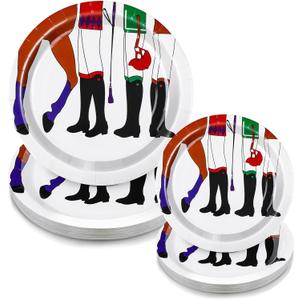 Yungyan 50 Pcs Derby Day Party Plates Disposable Derby Paper 9 In 7 In Horse Racing Dinner and Dessert Plates Run for The Roses Birthday Party Supplies Decorations Tableware
