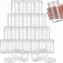 SATINIOR 24 Pieces Empty Clear Plastic Jars with Lids Round Storage Containers Wide Mouth for Beauty Product Cosmetic Cream Lotion Liquid Butter Craft and Food(Clear Lid,10 oz)