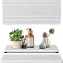 2PCS Water Absorbing Stone Tray,Quick Drying Stone Sink Tray,Water Absorbent Diatomite Coasters for Bathroom Counter and Kitchen Sink, Used for Hand Soap Dish Cosmetic Bottles Toothbrush Holders (2pcs 2110cm White Stripe)