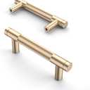 Asidrama 10 Pack 3 Inch(76mm) Gold Cabinet Pulls Knurled Cabinet Handles Cupboard Handles Kitchen Cabinet Hardware for Cupboard Drawer Pulls (3" Hole Center)