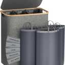 Famyards Laundry Hamper with Lid, 170L Extra Large Laundry Hamper 3 Section, Dirty Clothes Hampers with Removable Laundry Bags, Laundry Basket Organizer for Bathroom, Bedroom, Dorm Laundry Room(Grey)