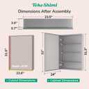 TokeShimi 24x32 Mirrored Medicine Cabinet Recessed or Wall Mount, Aluminum Tempered Silver Bathroom Medicine Cabinet with Mirror with Stepless Adjustable Storage Metal for Modern Farmhouse
