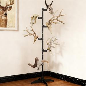 Trophy Mount 6 Feet, Heavy Duty Steel Adjustable Deer Skull Trophy Tree, Hang up to 6 Taxidermy Deer Antlers, Gift for Deer Hunter