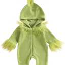 Eadrioss Cute Animal Costume for Toddler Baby Girl Boy Halloween Costume Fuzzy Warm Fall Winter Clothes Halloween Gifts (6-12 Months, Greench Monster)