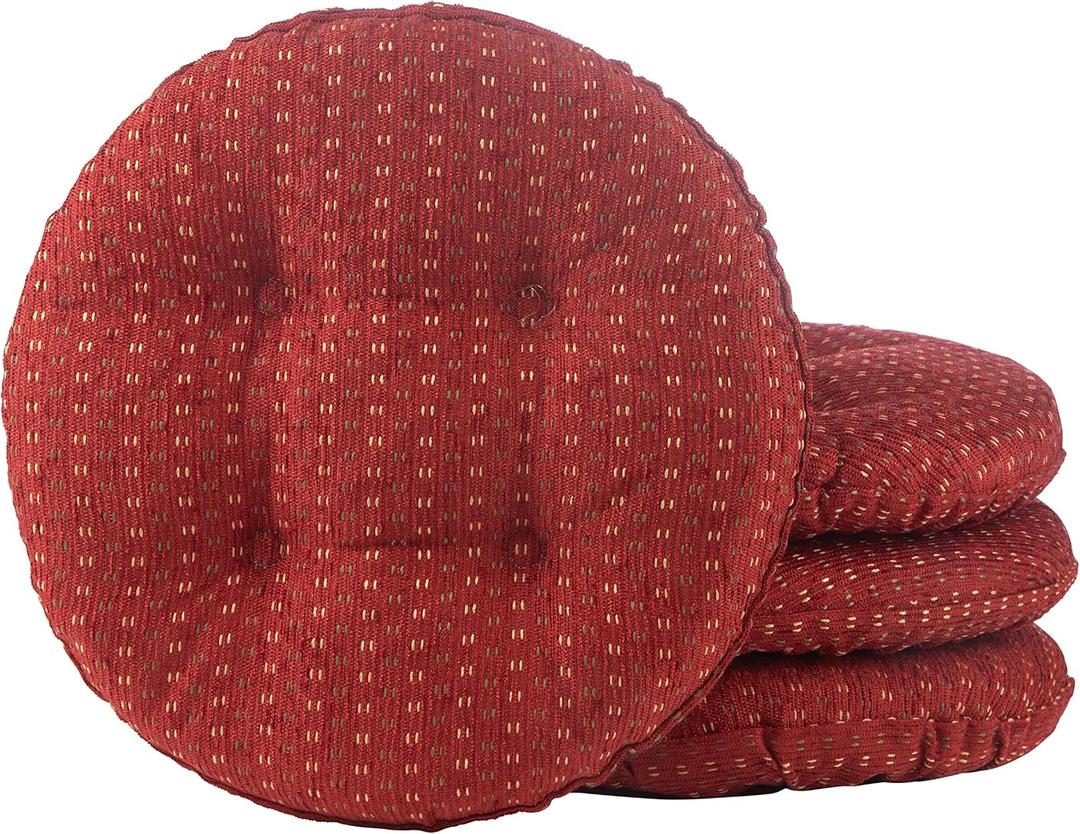 Klear Vu Raindrops The Gripper Non-Slip Tufted Barstool Cushion, Round Barstool Cover for Dining Rooms, Cafes, Bars and Restaurants, 14", 4 Pack, Red