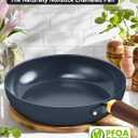 11" Enameled Carbon Steel Skillet, Nonstick Frying Pan with Stay-Cool Wooden Handle, Season-Free Stir-Fry Pan, Non-Toxic PTFE & PFOA Free Cookware, Oven-Safe & All Stovetops Compatible