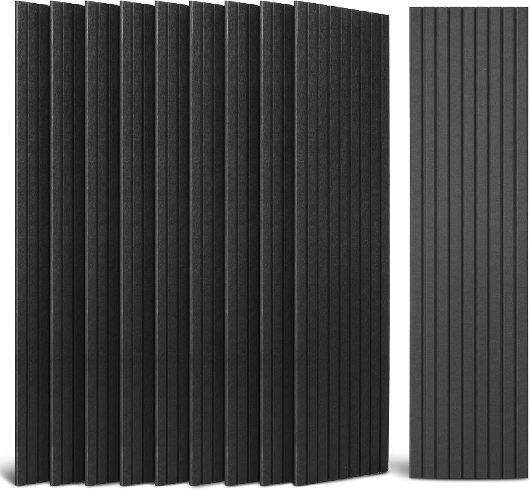 Art3dwallpanels 10 Pack Acoustic Panels, 48" X 12" X 0.35" Soundproof Wall Panels, Self Adhesive High Density Sound Absorbing Acoustic Treatment for Recording Studio, Office, Black, 10 Pack 12''x48''