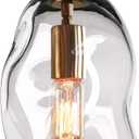 CASAMOTION Pendant Light Fixtures Glass Pendant Lights Kitchen Island Modern Gold Brass Kit Clear Organic Globe Bar Counter Dining Room Large Lamp Shade 12 Inch Height 1 Pack