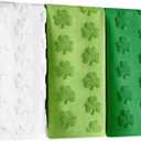 3 Pack St. Patrick's Day Hand Towels Green White Clover Shamrocks 100% Cotton Decorative Bathroom Towels Set for Drying, Cleaning, Cooking, Everyday Use,13.7'' x 29.5''