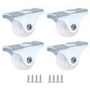 4 x PATIKIL 1" Rigid Caster Wheels, 4 Pack Silent Fixed Plate Casters with M4 Screws Load Capacity 33Lbs for Furniture Workbench Cart Trolley One Direction Rolling, White(NO Brake)