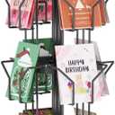 ORLESS Greeting Card Rack Display Stand, 3 Tier Rotating Card Holder Display Retail, 12 Pocket Metal Postcard Holder Display Stand, Greeting Card Holder for Postcards, Brochures, Stickers, Showcase(Black)