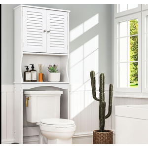 FRALIMK Over The Toilet Storage Cabinet, 3-Tier Freestanding Organizer, Bathroom Storage Cabinet Organize, Adjustable Shelves, Double Louvered Doors, Space-Saving for Bathroom, 23 * 67 inches, White FRALIMK Over The Toilet Storage Cabinet, 3-Tier Freestanding Organizer, Bathroom Storage Cabinet Organize, Adjustable Shelves, Double Louvered Doors, Space-Saving for Bathroom, 23 * 67 inches, White