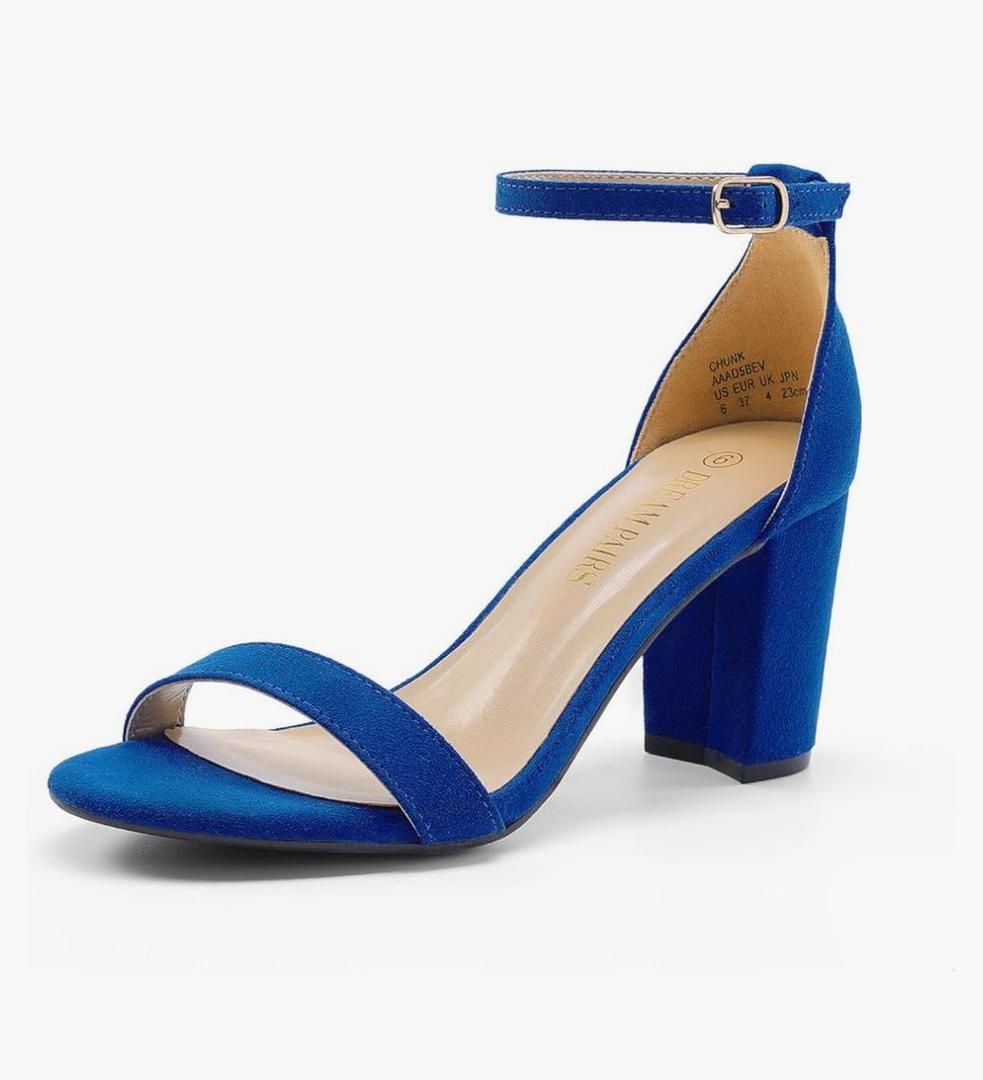 DREAM PAIRS Women's Chunk Low Heel Pump Sandals, Size 5