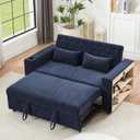 3 in 1 Convertible Loveseat Sleeper Sofa Bed , 61.4" Chenille Upholstered Futon Love Seat Sofabed with Adjustable Backrest, Pull Out Couch Bed Sofacama with Storage Shelves ,Cup Holder for Living Room