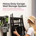 TIDYME Garage Tool Organizer Wall Mount - 96 inches - Sturdy Storage Rack with Adjustable Hooks, Anti-Rust - Easy Installation, 600lbs Capacity - Garden Tool Organizer (06 Racks & 12 Hooks)