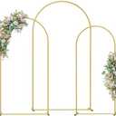 Wedding Arch Backdrop Stand Set of 3(7.3FT/6.6FT/6FT),Metal Balloon Arch for Wedding Ceremony Baby Shower, Outdoor Indoor Birthday Party,Garden Floral Arch Backdrop Stand Decoration, Gold
