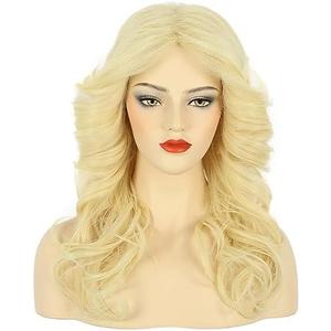 karlery Women 70s Feathered Wig Long Blonde Wave Disco Singer Wig Vintage Costume Wig Halloween Party Costume Wig