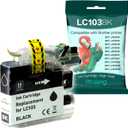 LC103BK XL Cartridge Compatible with Brother LC-103 Black Ink Cartridge for MFC-J450DW J470DW J285DW J475DW J650DW J870DW J875DW J4410DW J4510DW J4610DW Printers | High-Yield 600 Page Black