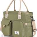 Hafmall Insulated Lunch Bag for Adults,Big lunch box for men, Wide Opening Insulated Bag with Shoulder Strap, Reusable Adult Lunch Bag For Work, Picnic(Deep Greene)