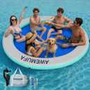 AWEMUFA Inflatable Water Hammock Round Floating Ring with Mesh for Lake, 10ft x 10ft x 8"