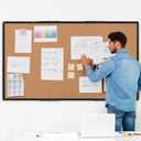 Board2by Extra Large Cork Bulletin Board 96" X 48", Foldable Notice Pin Board for Wall, Black Aluminum Framed 8'x4' Corkboard, Wall Mounted Noticeboard with 36 Push Pins for School, Home & Office