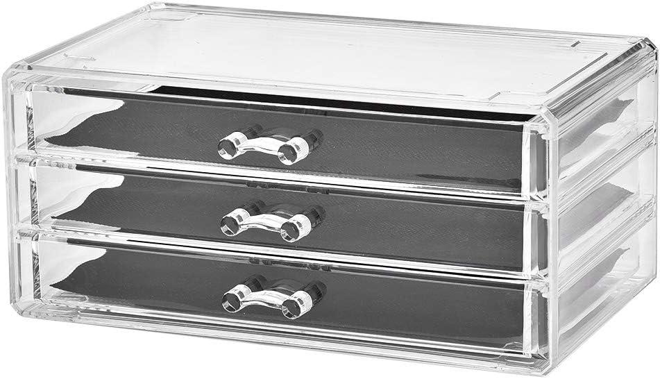 Ymiko Cosmetic Storage Drawers Three Tier Makeup Organizer for Desktop