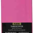 JAM Paper Rectangular Plastic Table Cover - 54 x 108 Inches - Fuchsia Pink - 1 Tablecloth/Pack